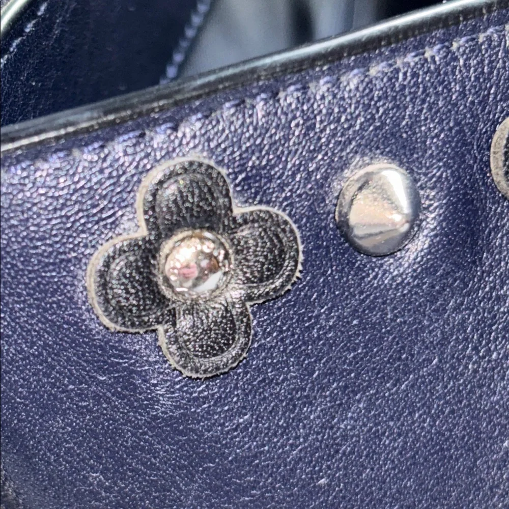 Coach Crosby Carryall with Floral Rivets in navy leather Coach NAVY BLUE LEATHER